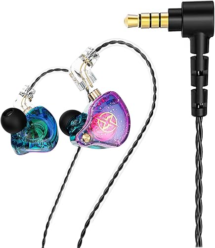 FEDAI DX2 Melody in Ear Monitors - Auriculares con cable IEM HiFi Bass, Auriculares deportivos dinámicos de doble controlador con cable TPE para