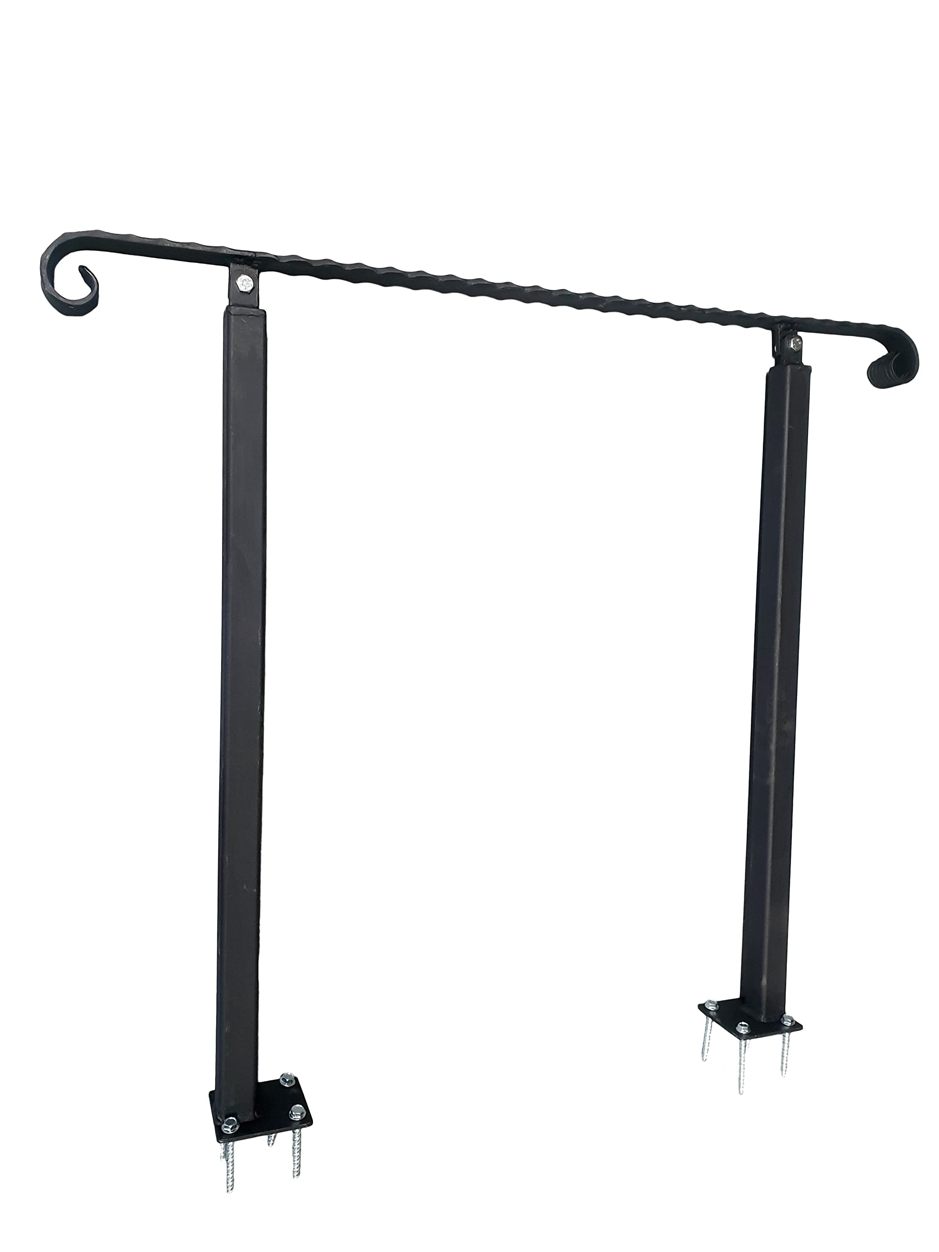Adjustable Hammered Flat bar Wrought Iron handrail with Two Bolt Down Posts Various Sizes (1200mm)
