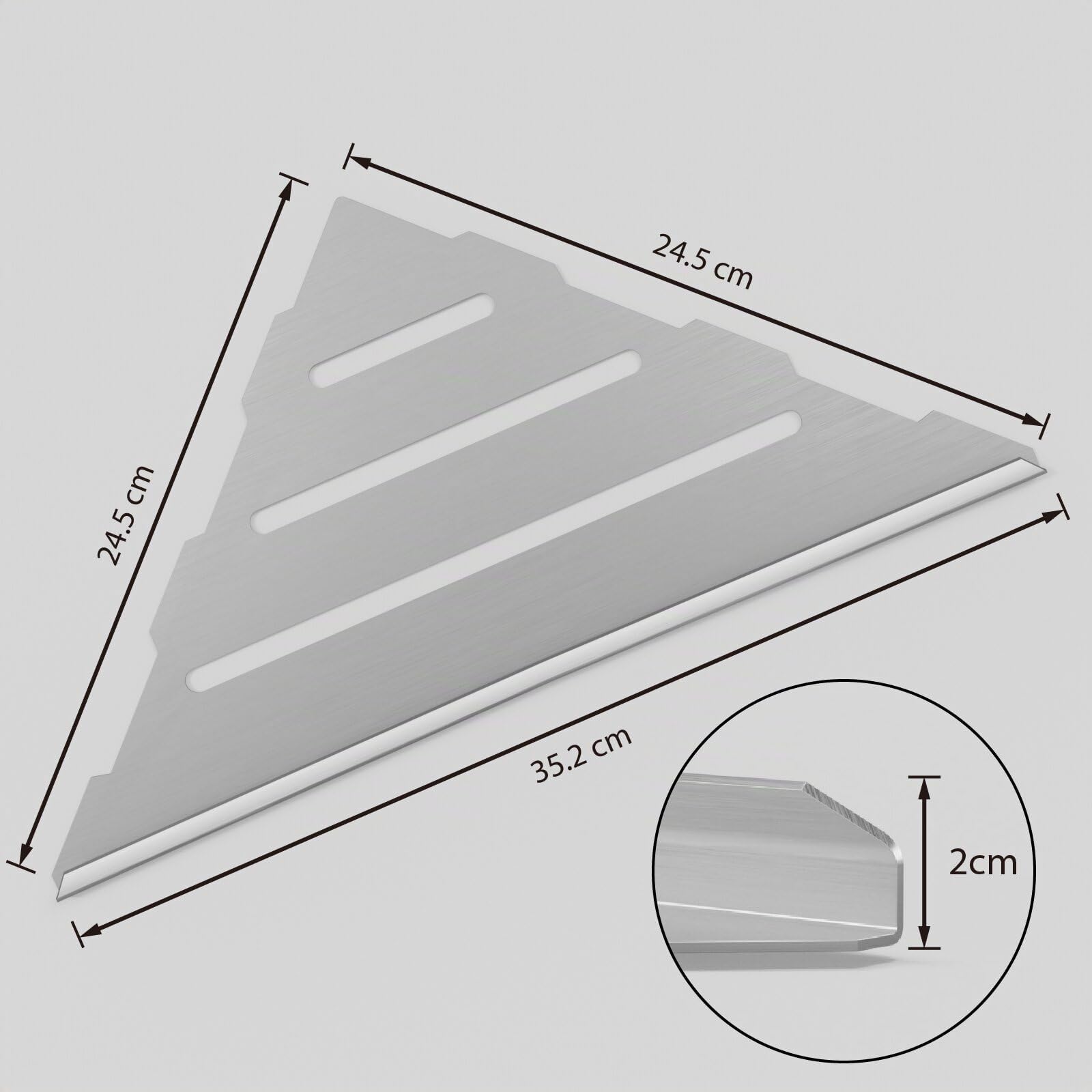 Estanteria Esquina Pared, 2 Piezas Estanteria Baño Sin Taladro, 30x24.5 cm Esquineras Pared Engrosado de Acero Inoxidable, Baldas Esquina para Baño Cocina