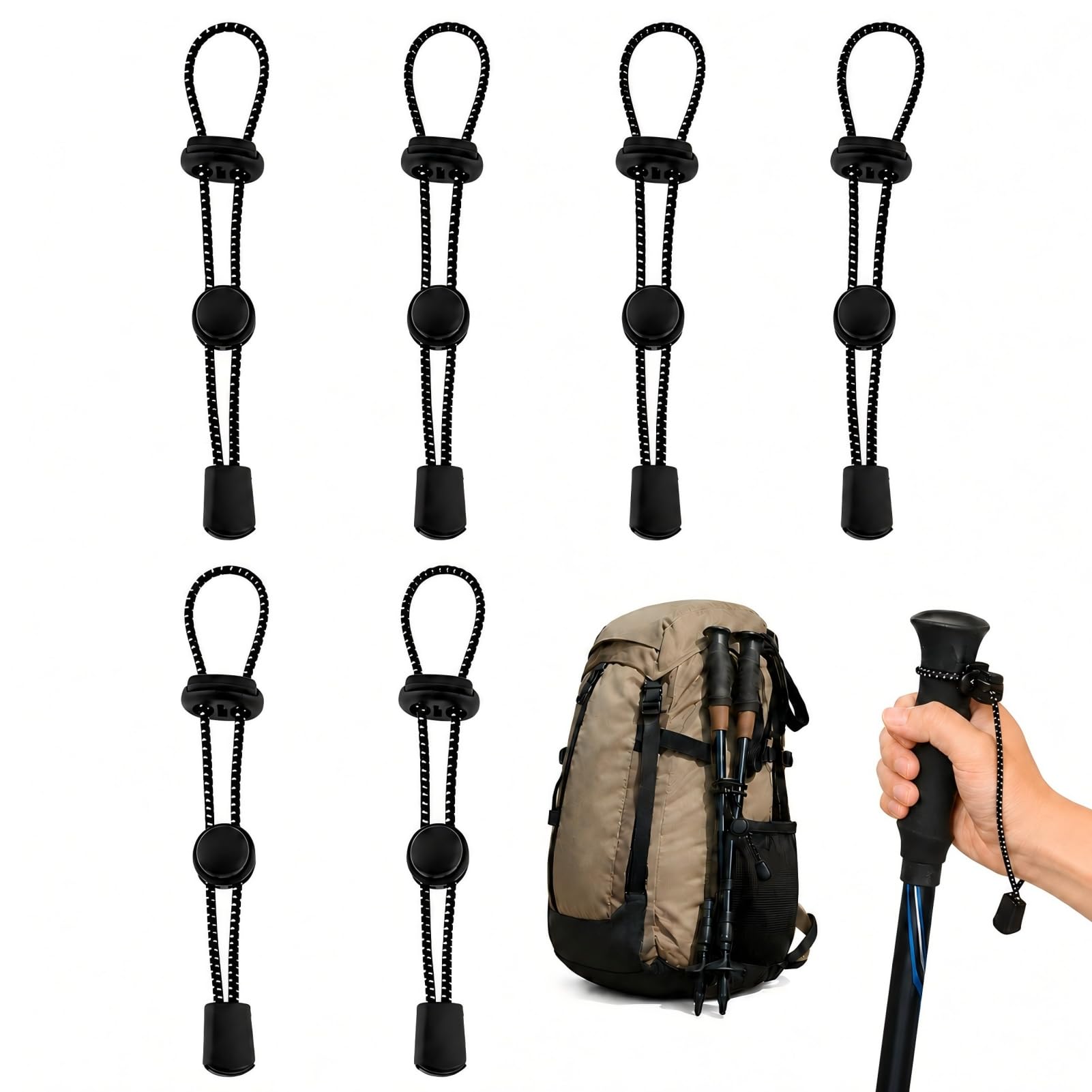 6 sztuk uchwytów na kijki do plecaka, elastyczny sznurek mocujący do kijków trekkingowych, akcesoria do plecaka, uchwyt do kijków trekkingowych, uchwyt do aktywności na świeżym powietrzu, taśma
