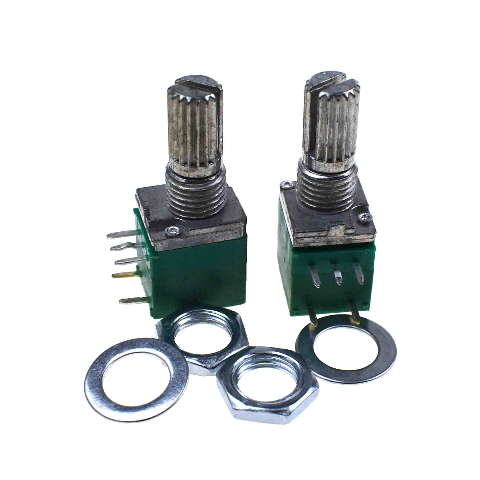 5pcs RV097NS 5K 10K 20K 50K 100K 500K with a switch audio 5pin shaft 15mm amplifier sealing potentiometer (50K Ohm)