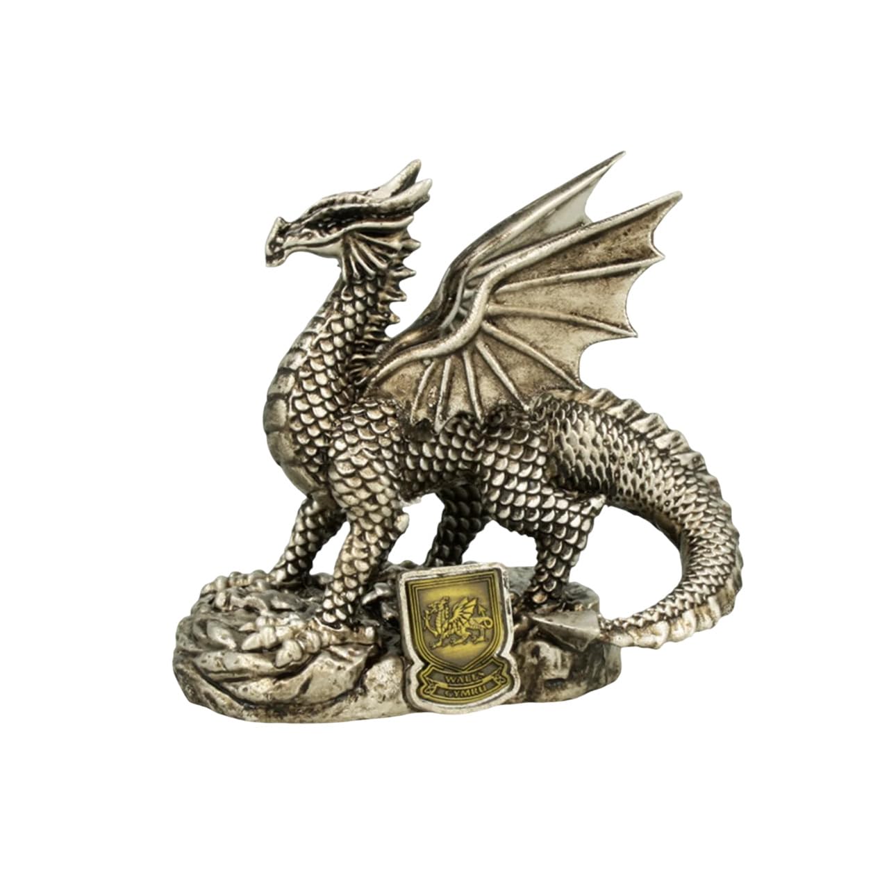 Elgate Pewter Wales Red Dragon Decoration Figure | Iconic Welsh Symbol For Home, Office, Executive Desk, Living Room Decor Ornaments & Garden Display | Figurine For Collectors & Gift Givers