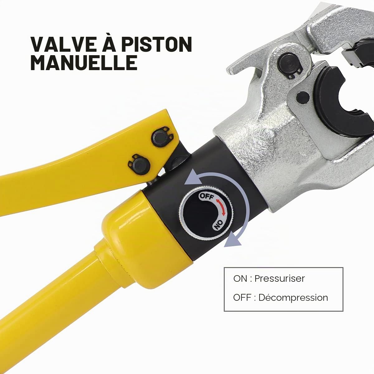 Pince à Sertir, pour Raccords sur Tubes, TH16, TH20, TH26, TH32 mm, Pince à Sertir avec Tête Rotative à 360° et Poignée Ergonomique en Caoutchouc 10T