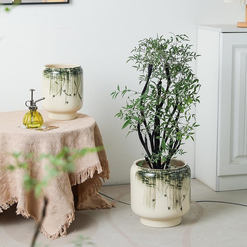 Doniczka ogrodnicza Chińska ceramiczna doniczka, wysoka stopa, duża średnica, retro do salonu z otworem drenażowym użytku domowego