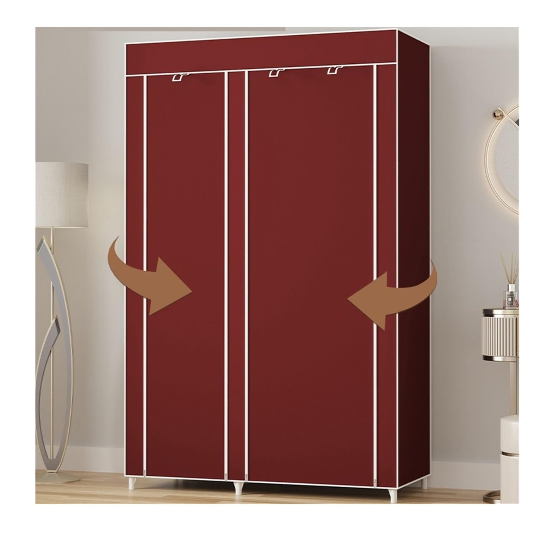 Wardrobe Closet Schrank Kleiderschrank, Tragbarer Kleiderschrank for Schlafzimmer, Kleiderstange Mit Vliesstoffbezug Closet Aufbewahrungsschrank(G)