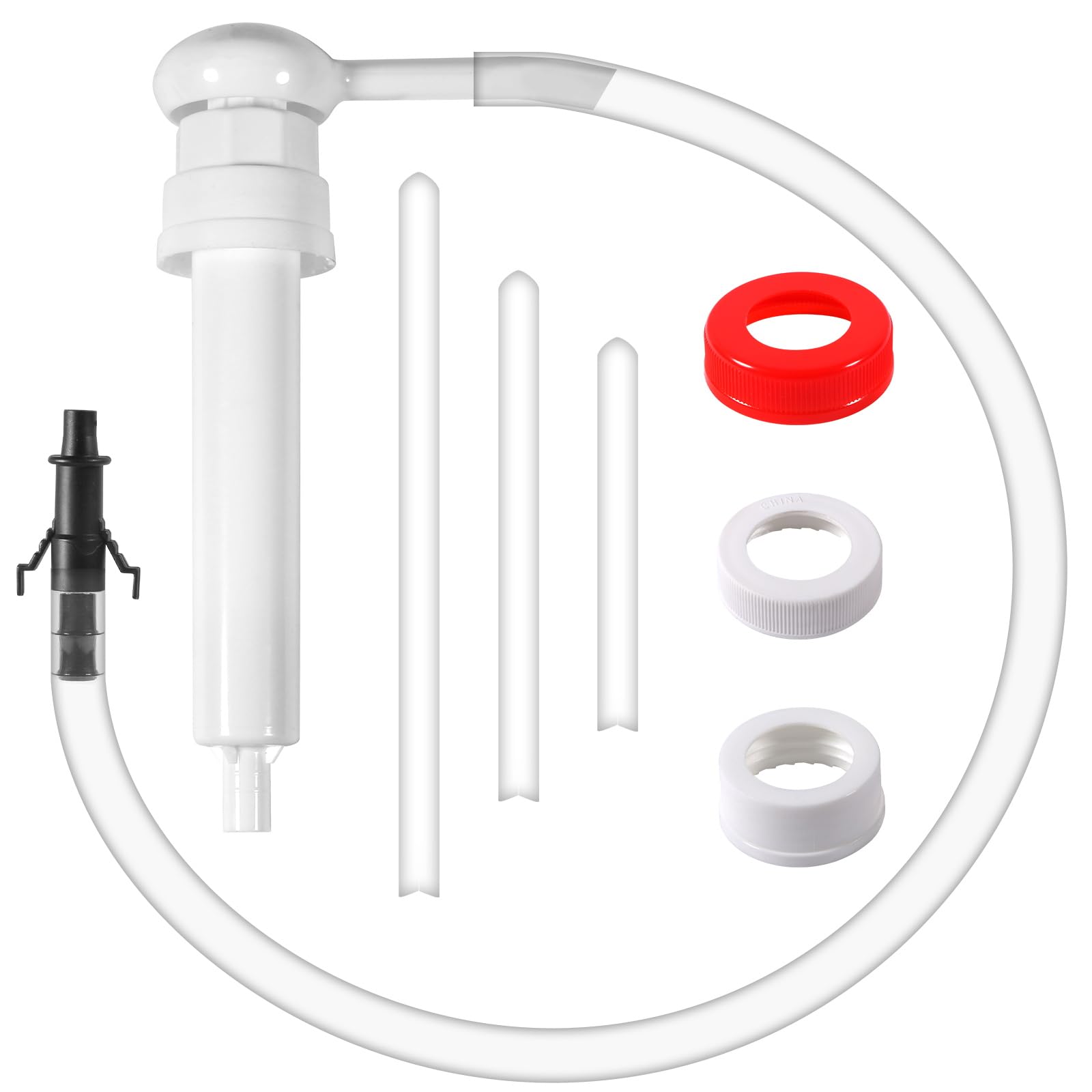 Fluid Pump for Gallon Bottles, 4 Size Cap Adapters (38/40/43/50mm) + Extension Tubes, Wide-Mouth Quart Compatible， Antifreeze with This 30cc Hand Pump(Not for Standard Quart)