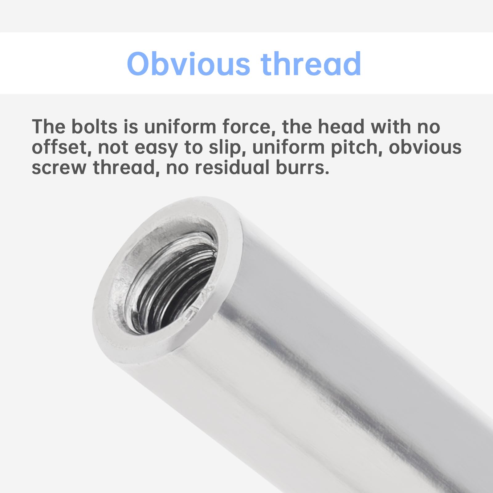 Smgda 10Pcs M6 Round Connector Nuts, 304 Stainless Steel Long Round Coupling Nut, 25mm Length Female Threaded Rod - Image 4