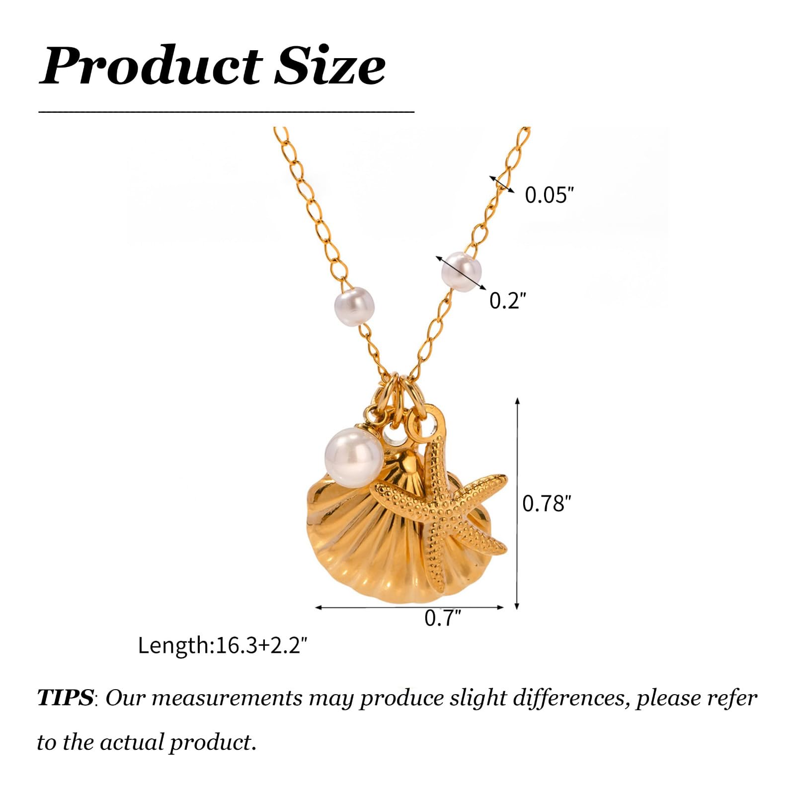 Gold Sea Shell Necklace Layered Charm Necklace for Women Boho Summer Seashell Beach Starfish Necklaces 14k Pearl Chain Surfer Jewelry Beach Vacation Essentials