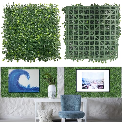 Paistao Artificial Grass Wall Panels,10'x 10'(16Pcs) Faux Boxwood Panels for Interior Wall, Backdrop Wall, Garden and Indoor Outdoor Plant Wall Decor