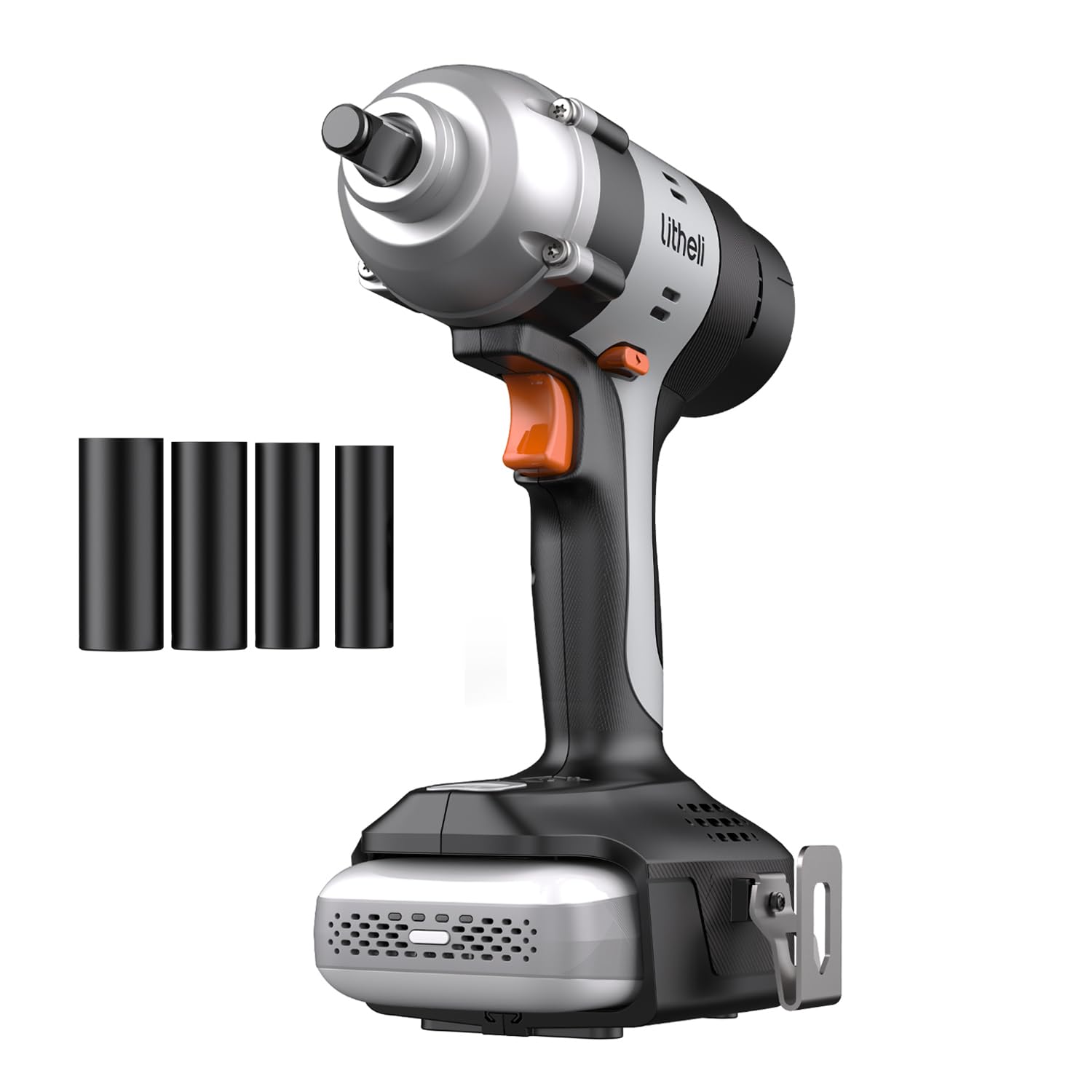 LiTHELi 20V Cordless Impact Wrench Kit with 2.0Ah Battery, 1/2" Hog Ring Impact Gun, Max 295ft-lbs &amp; 3000IPM, 5 Torque Settings, 4 Sockets for Car Tire, Home Garage &amp; DIY (Charger Not Included)