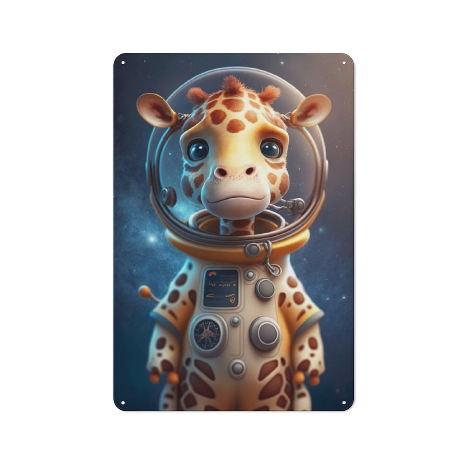 Junmoney Astronaut Space Giraffe Retro Tin Wall Plaque 30X20cm Featuring For Garage Wall, New Home Wall Decor For People Furnishing A Garage