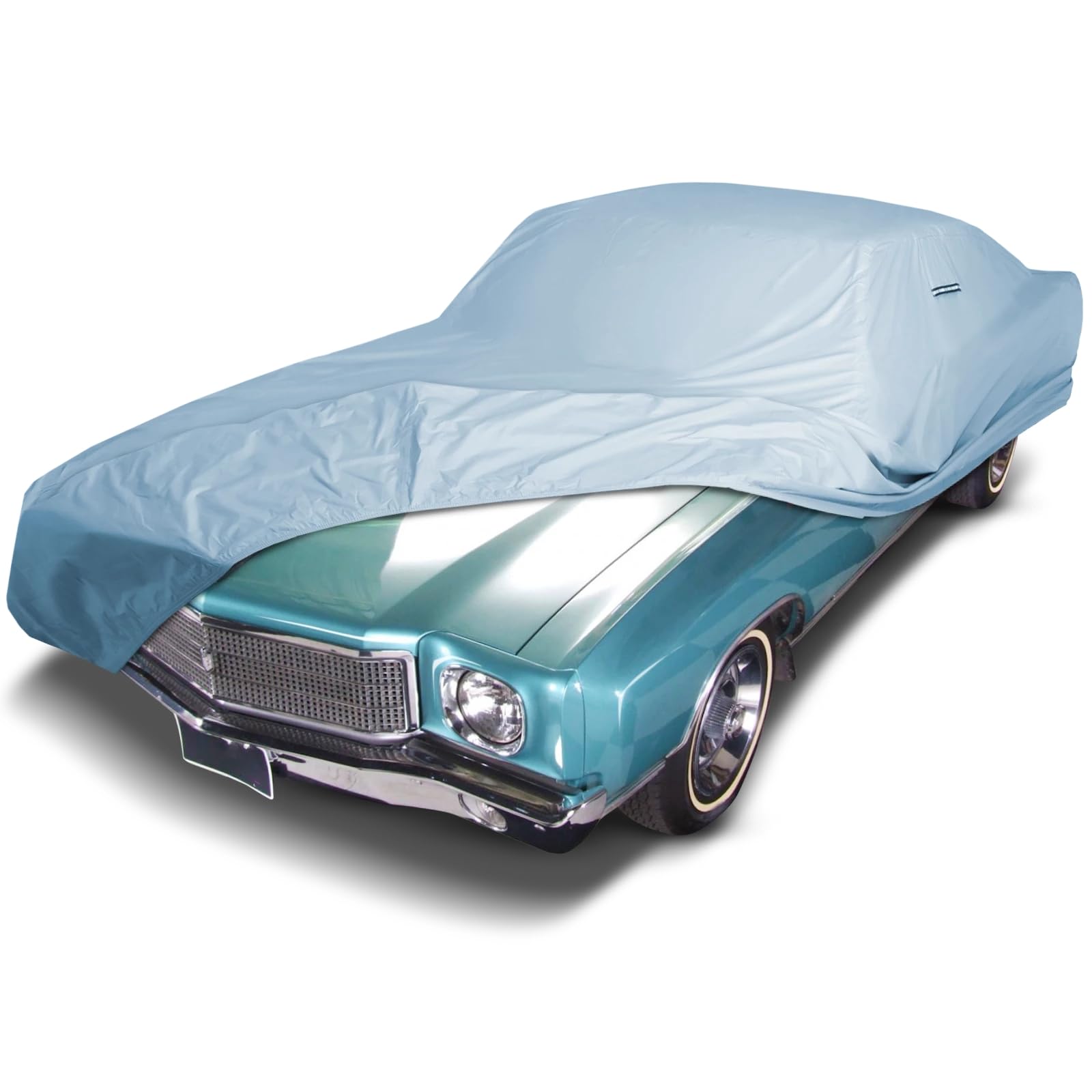 iCarCover Fits [1970-1972 Chevrolet Monte Carlo] Premium Custom Car Cover Waterproof All Weather Resistant Outdoor Indoor Sun Snow Storm UV Protection Form-Fit Padded Cover with Straps Sky Gray 26. Chevy Monte Carlo 1970-1972