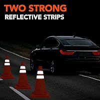 Vista 2 de Paquete de 3 conos de seguridad plegables de tráfico de 18 pulgadas, conos de estacionamiento con collares reflectantes, conos de seguridad naranjas