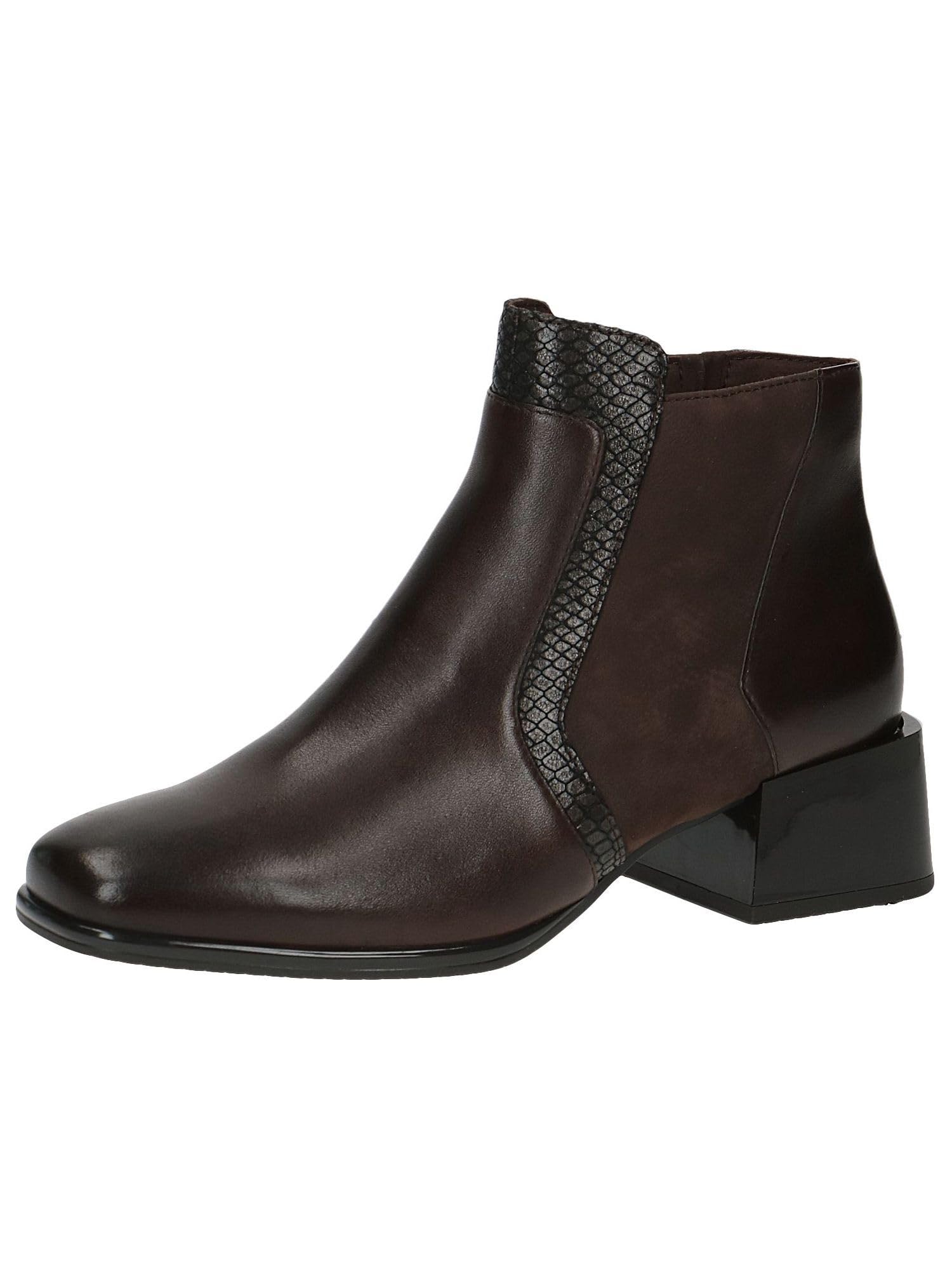 CAPRICE Women's ankle boots with heel in leather low heel Width G, Brown (Dk Brown Comb), 5 UK