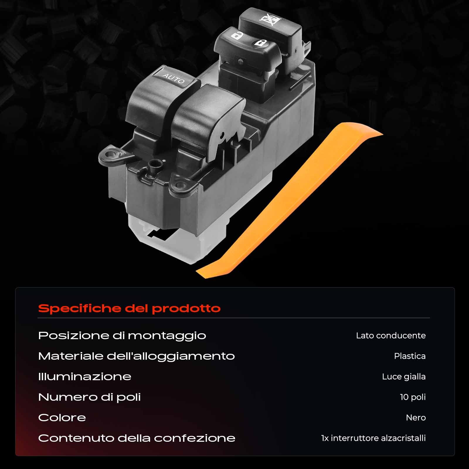 Frankberg Interruttori alzacristalli Anteriore sinistro Compatibile con Yaris P9 1.0 VVT-i 1.33 VVT-i 1.4 D-4D 1.8 VVT-i 1.3 VVT-i 1.0 GPL 2005-2012 Replace# 8482002230,848200D200