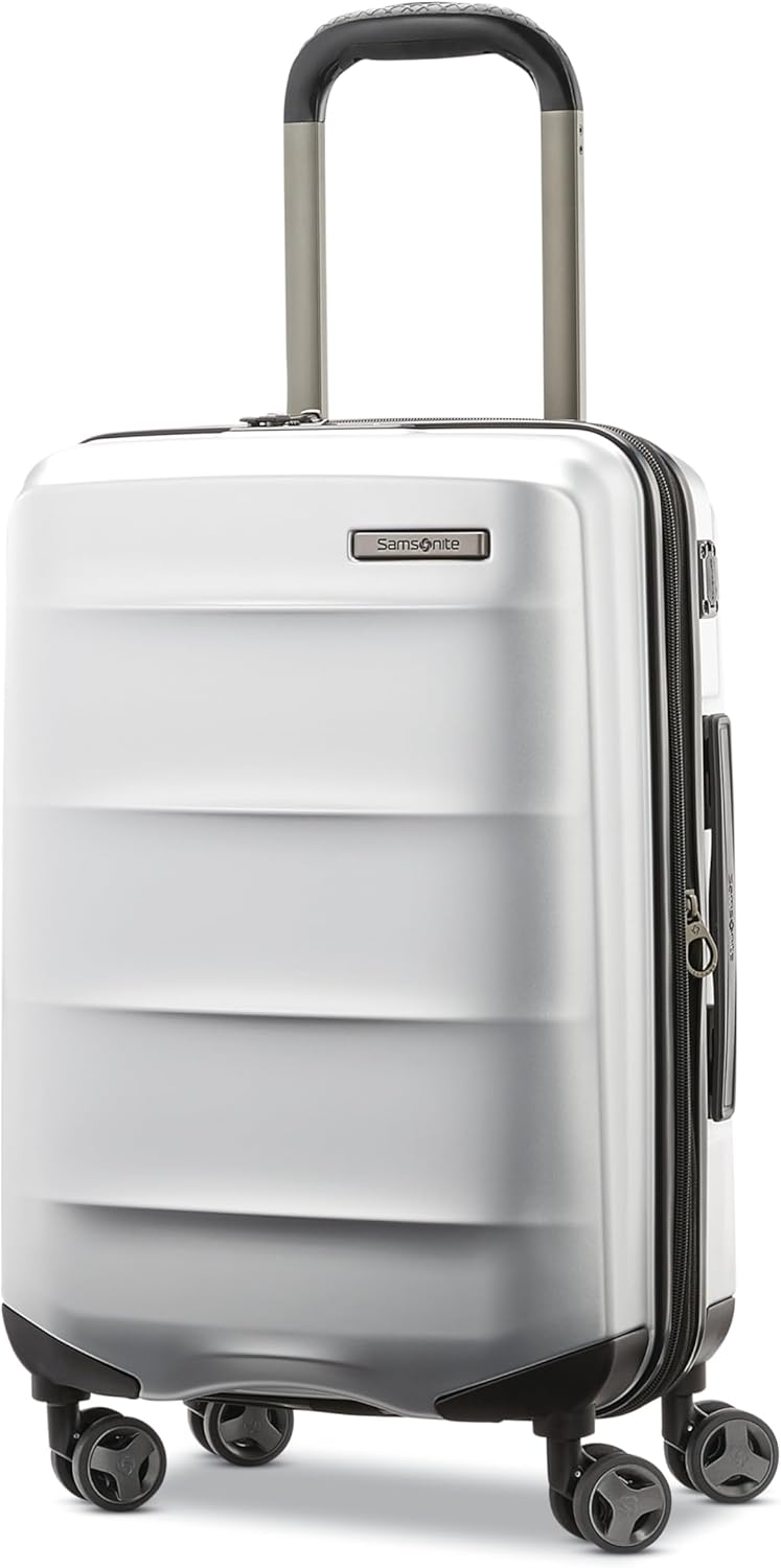 Samsonite Octiv Lightweight Hardshell 22-Inch Carry-On Luggage- Durable & Impact Resistant, 360° Aero Trac Spinner Wheels, Adjustable Telescopic Handle, Expandable Suitcase, TSA Approved Lock – Silver