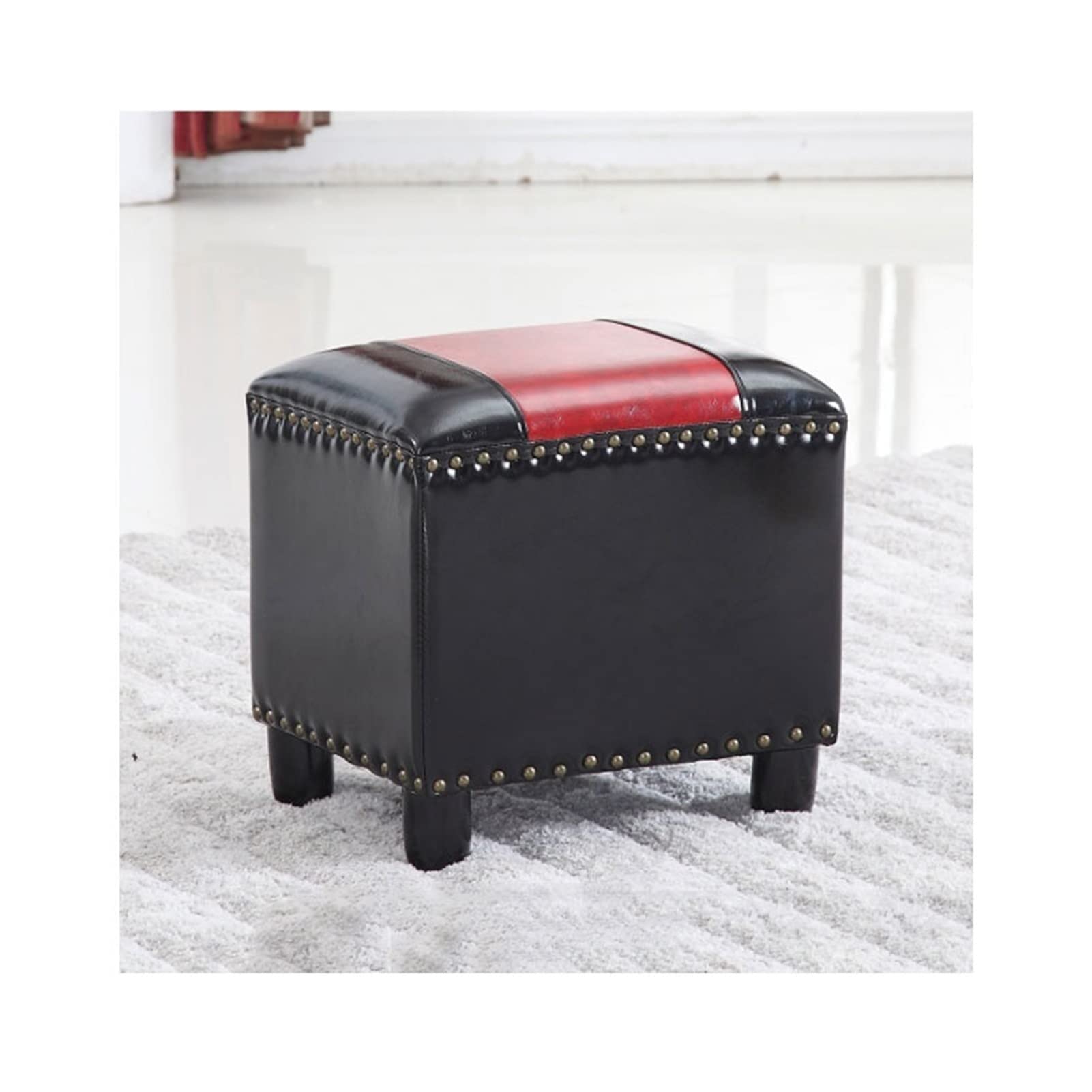 JFHEUEHY Vanities Benches, Desk Stools, Leather Piano Stool, Footstools(Black)