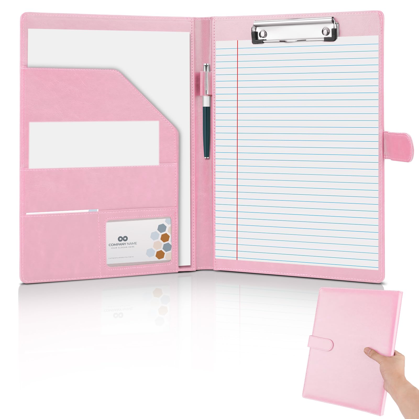 JTTJDB Professional Padfolio, Multi Function Faux Leather Portfolio Binder with Clipboard - Interview Resume Folder, Legal Document, Business Card