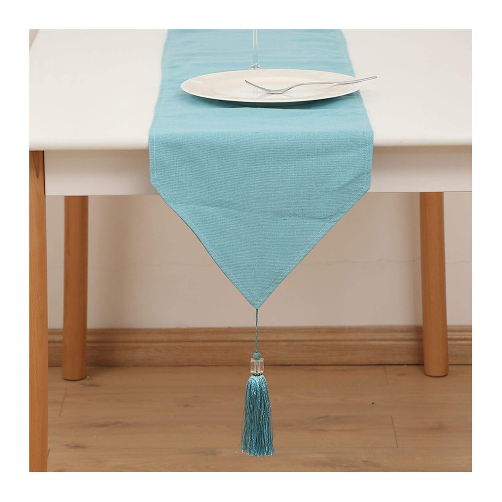 Deko Tischläufer Silber, Tischläufer Hellblau Kurz Einfache Farbe Tischläufer Cotton Linen 30x220CM