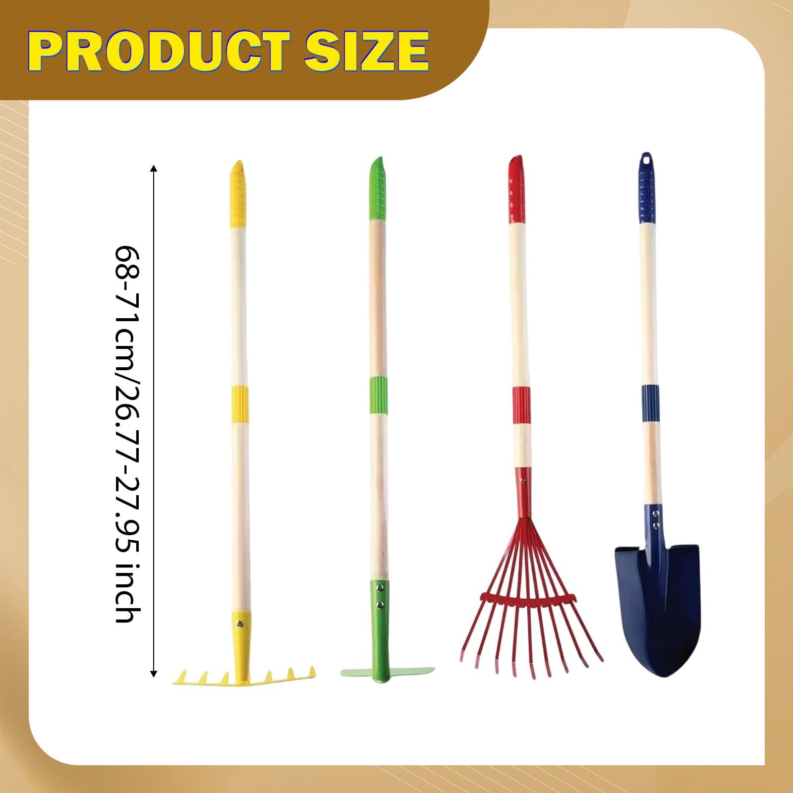 Generic 4 Piezas Herramientas de Jardinería para Niños Kit de Rastrillo Pala Mini Portátil Práctico Material Acero Al Carbono Adecuado para Jardín Y Pla