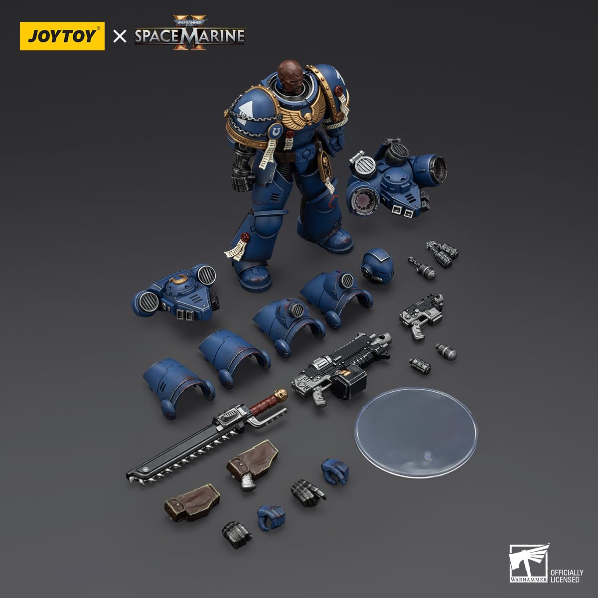 TOYVERSE JOYTOY 1/18 Figurka akcji Warhammer 40,000, Space Marine 2, Ultramarines Brother Chairon Collectors Edition, model postaci ruchomych przegubów, od 15 lat