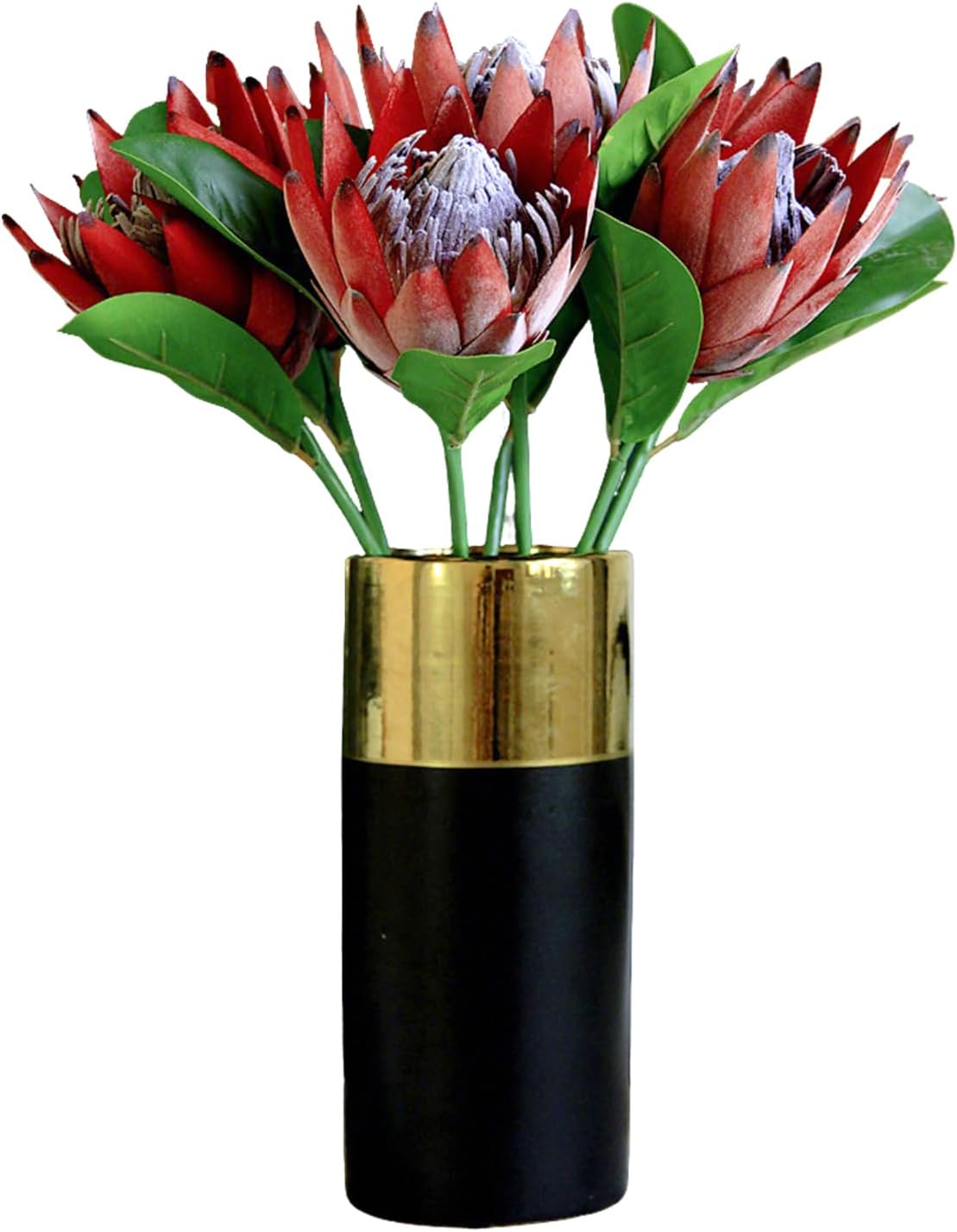 Tinsow Artificial Protea Cynaroides for Flower Arrangements, Faux Protea for Table Decoration Centerpieces, 3 Pieces Silk Bouquet for Wedding (3, Orange) - Image 2