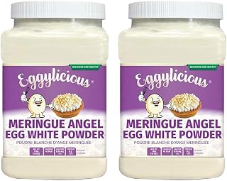 Eggylicious - PACK of 2 - Meringue Powder – Made w/Pure Egg Whites - Gives Body & Stability to a variety of icings – For Homemade Filling/Royal Icing/Cake Decorations– Preservatives Free – 1lb Jar
