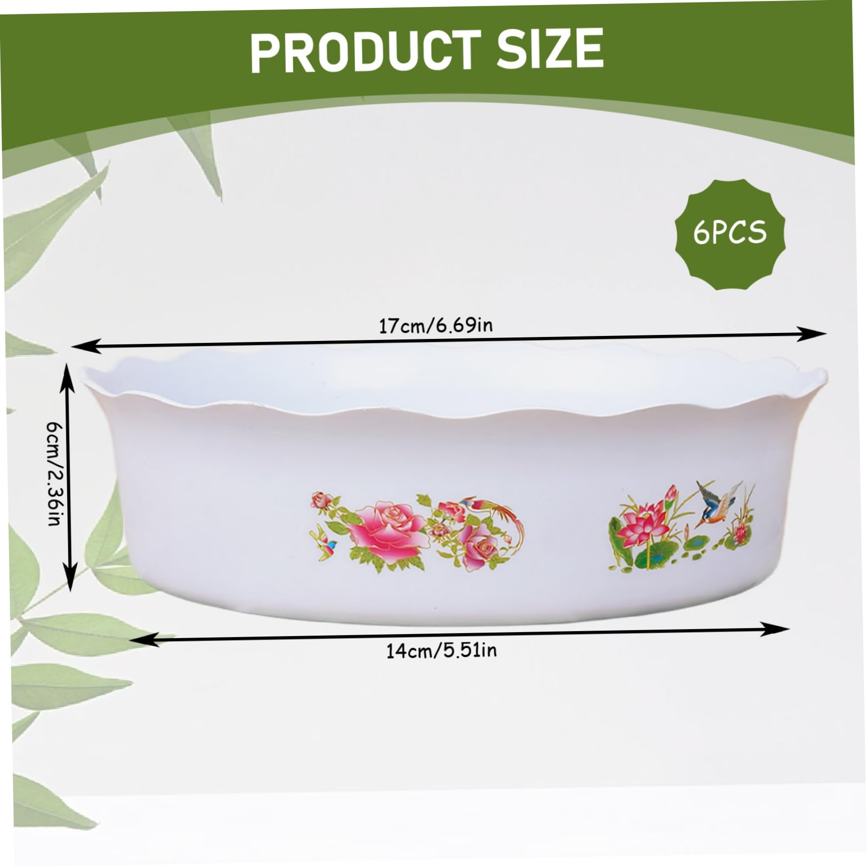 Lotus Bowl Pflanzschalen Set – 6 Stück, Rund, Ohne Abfluss – Für Hydrokultur, Wasserlilien & Deko, 7x2,3 Zoll