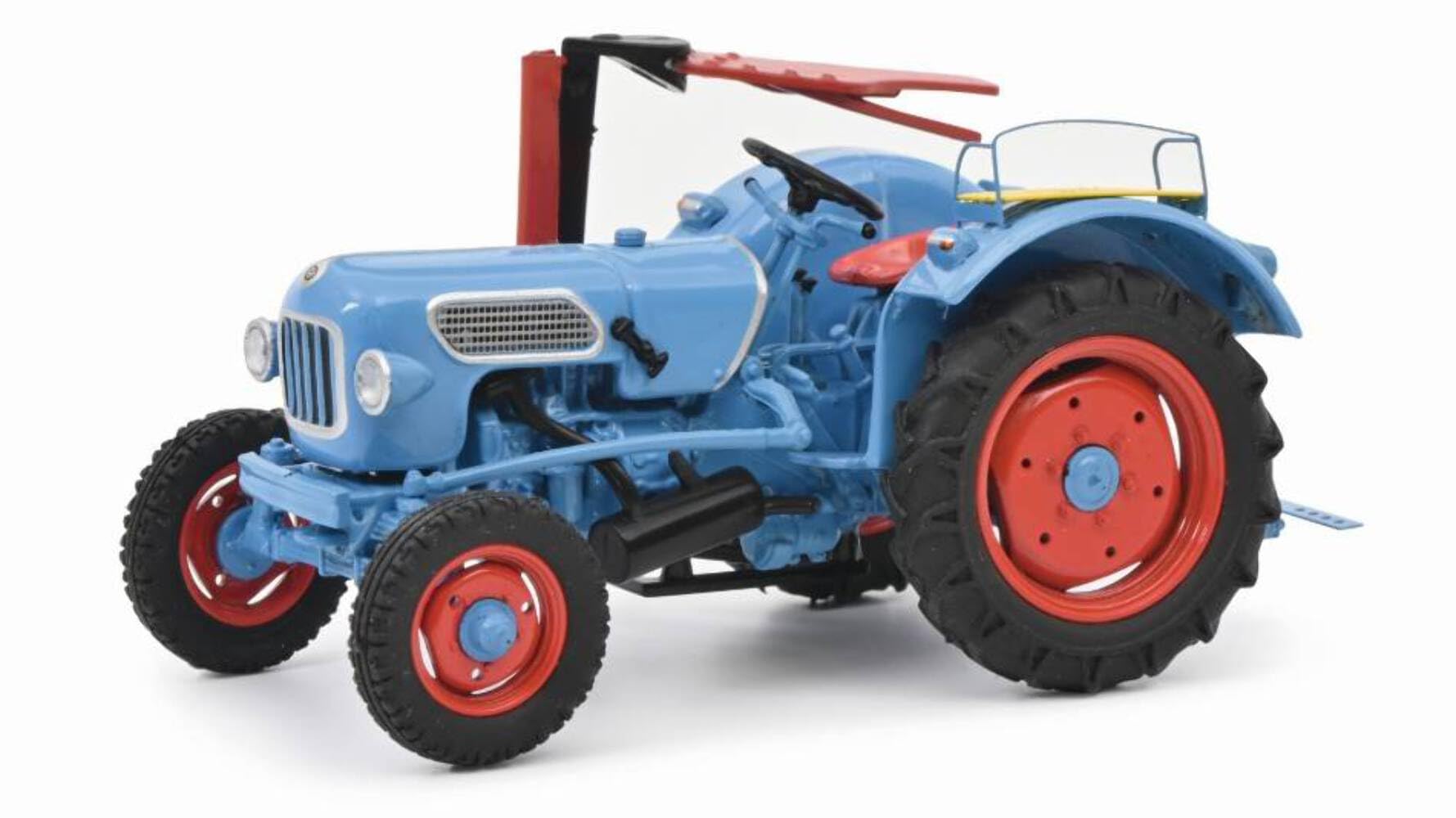 Schuco kompatibel mit Eicher Tiger EM 200 Traktor mit Mähwerk blau Modellauto 1:43