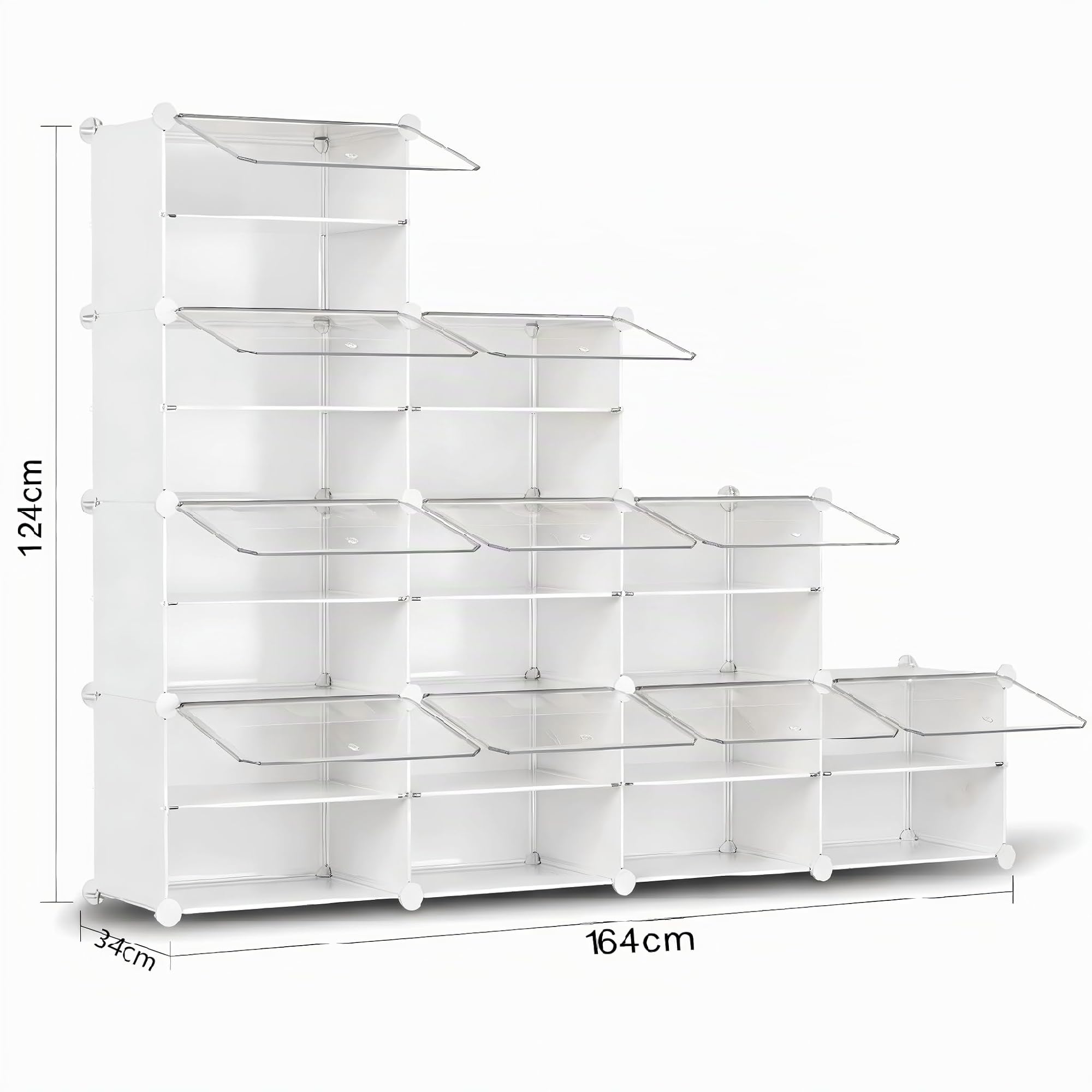 Schuhregal, Schuhschrank mit 20 Fächern, schuhregal hoch und schmal, schuhregal weiß, schuhschrank hoch geschlossen für Garderobe Flur Schlafzimmer Eingang, DIY anpassbar