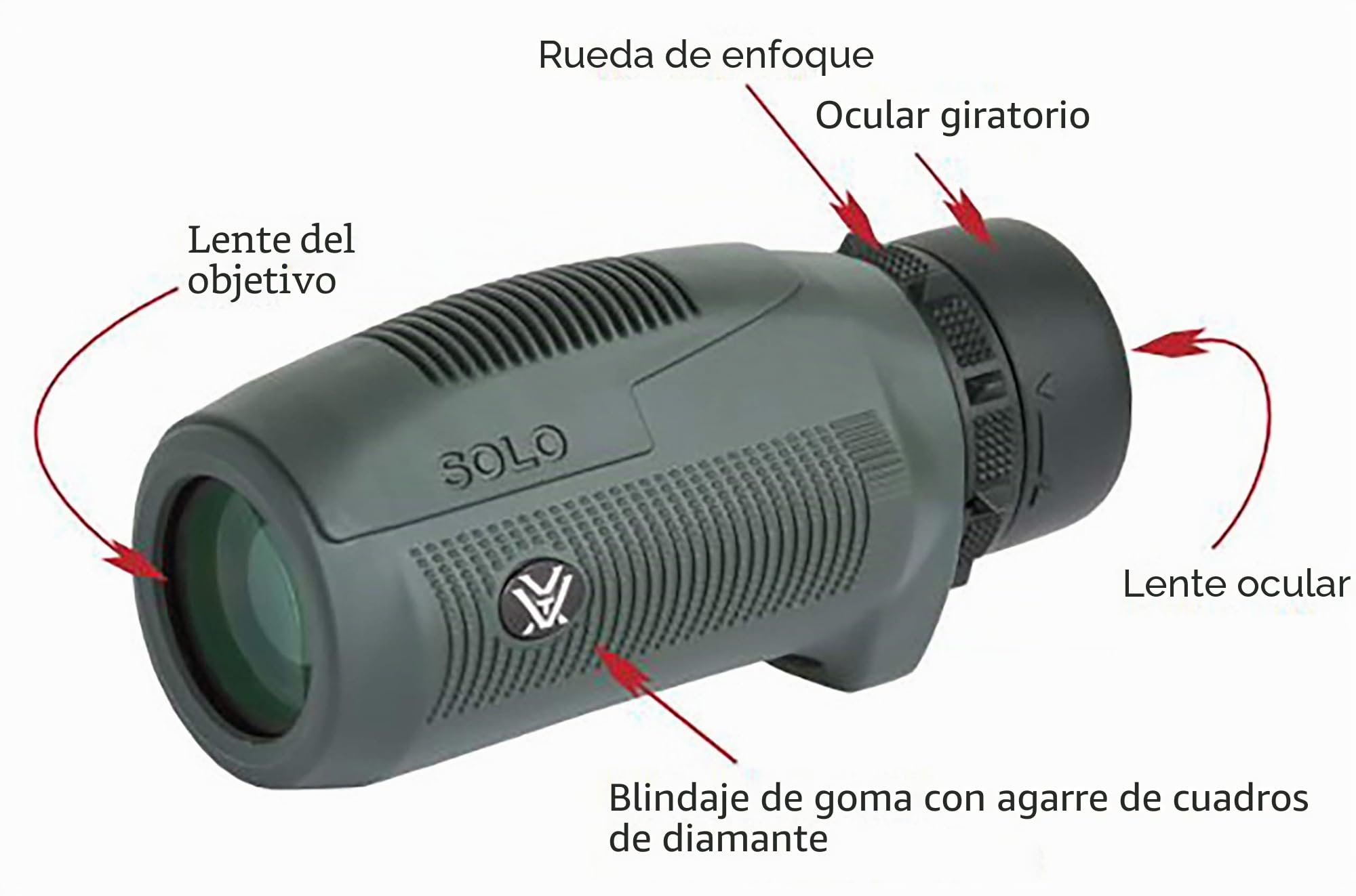 Monocular Impermeable Vortex Optics Solo 10 x 25, Color Negro