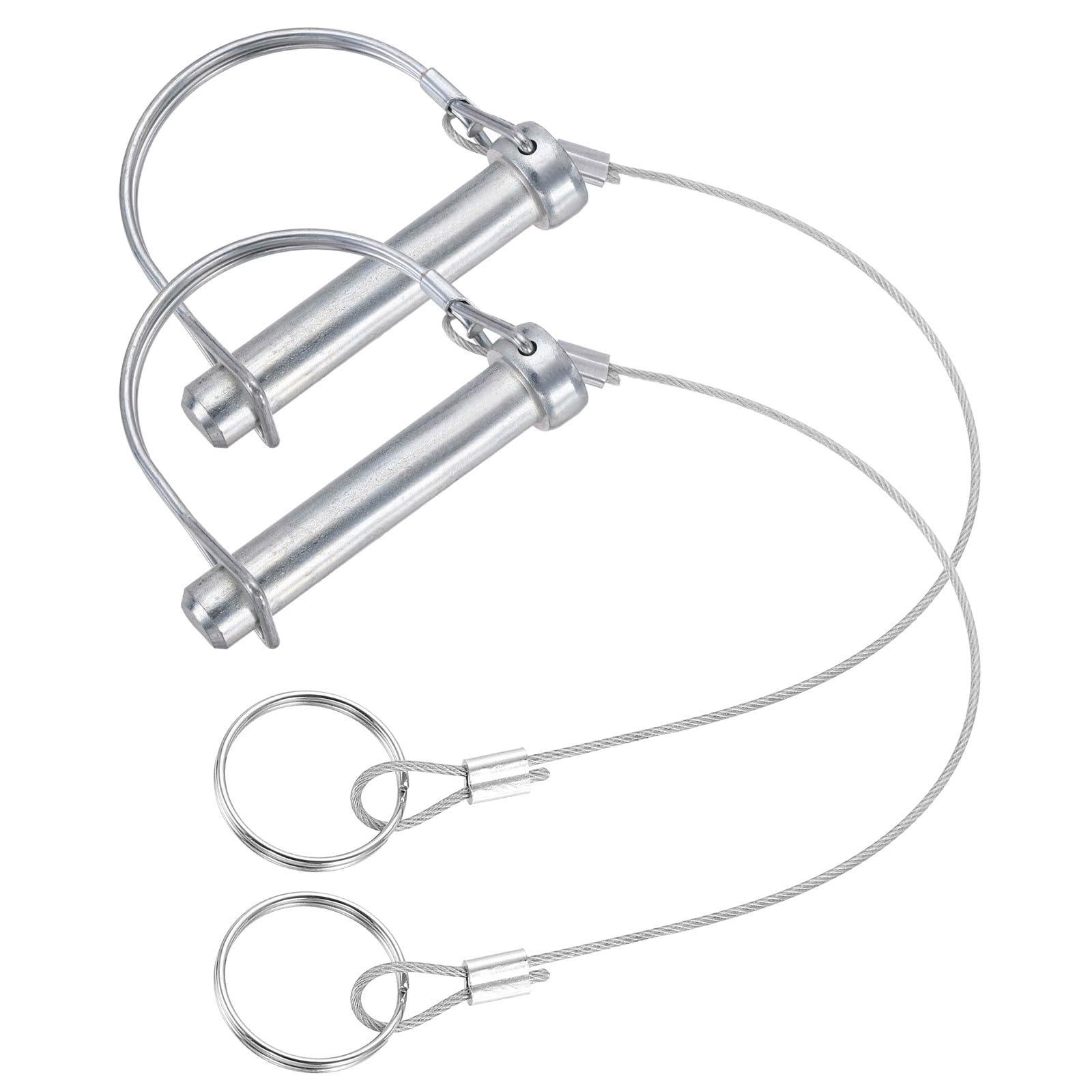 PATIKIL 2 Pcs Trailer Coupler Pins, (12mm x 65mm) D Shape Shaft Locking Pin with Ear Extended Cord Quick Release Ring Round Arch Wire Retainer for Farm Trailers Hitches