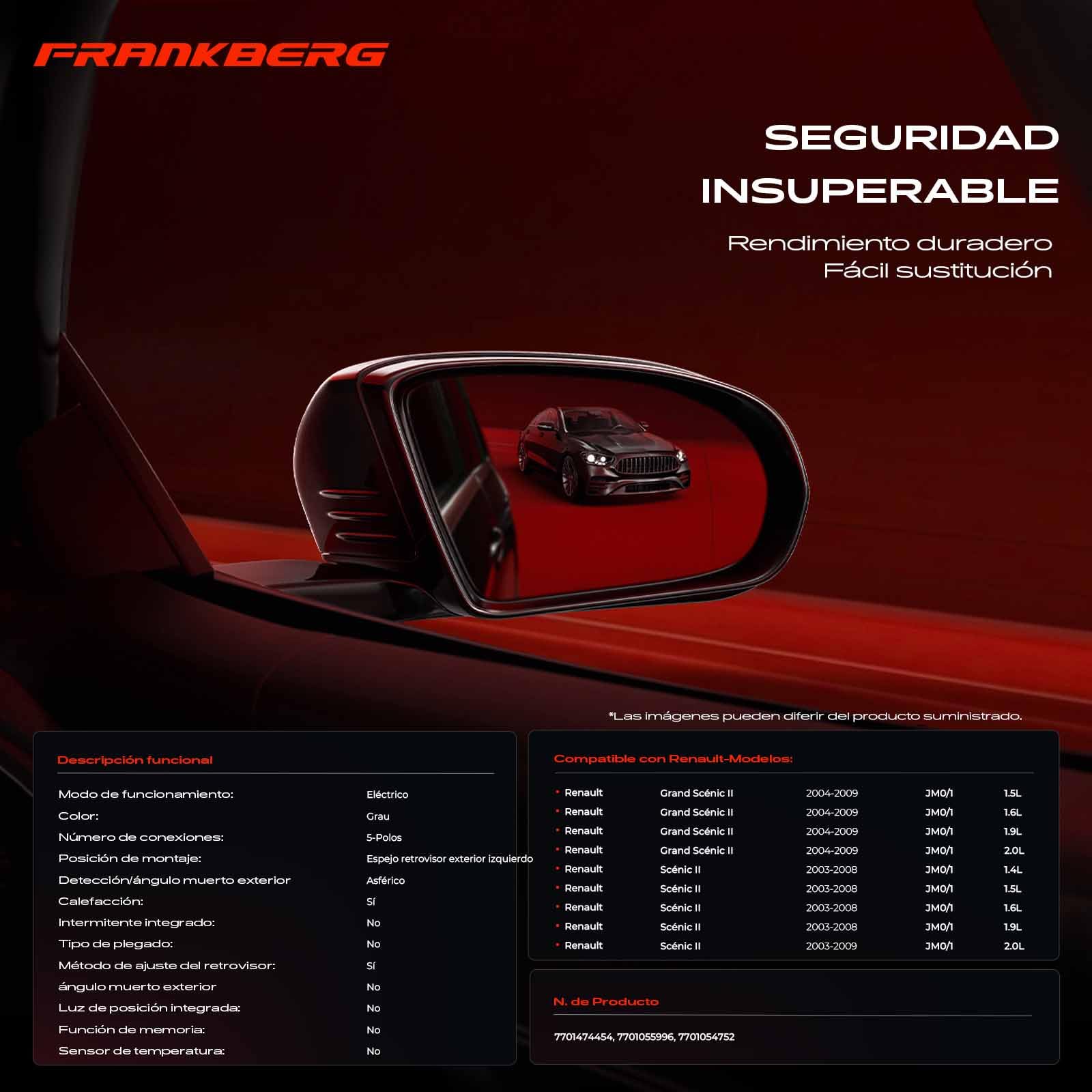 Frankberg Espejo retrovisor exterior eléctrico izquierdo