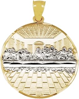 10K Yellow Gold Last Supper Pendant Last Supper Medallion 1.1 inch