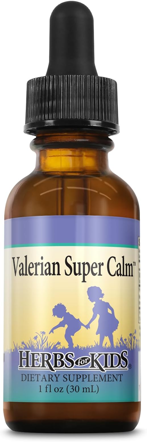 Herbs For Kids Valerian Super Calm Liquid Drops - Gentle Herbal Support for Children Ages 1 and Up - Proprietary Blend of Valerian Root, Fennel Seed, Chamomile and More - (1oz) | Liquid Valerian Root Supplement, Natural Extract Blend of Chamomile, Wood Betony, & Fennel Seed, Alcohol-Free Tincture
