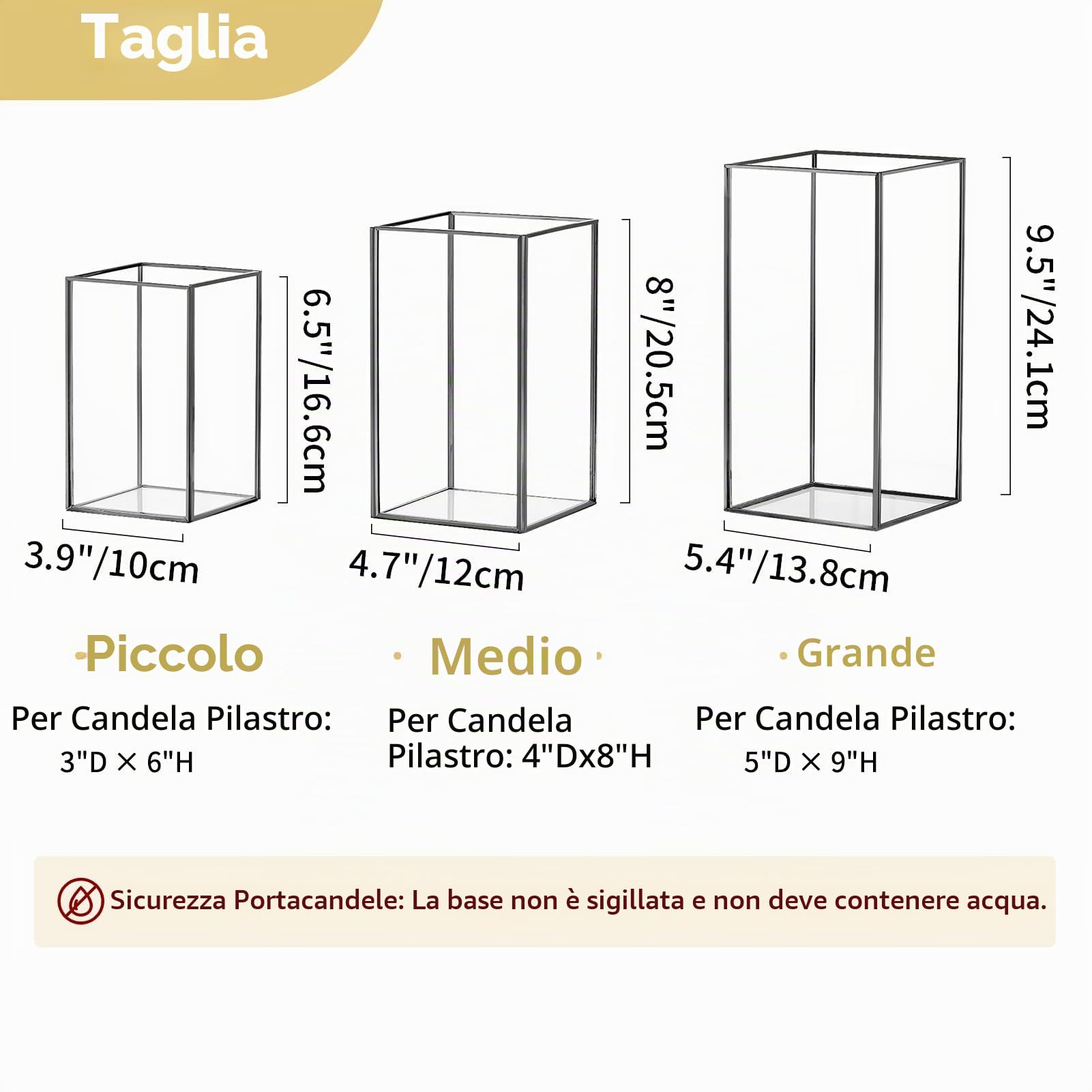 Nuptio Hurricane Portacandele in Vetro: 6 Pezzi Portacandele Trasparenti Pilastro, Lanterne Nere Decorative da Interno Mestiere Natale Centrotavola Soggiorno Sala Pranzo Matrimonio Decorazioni Festa