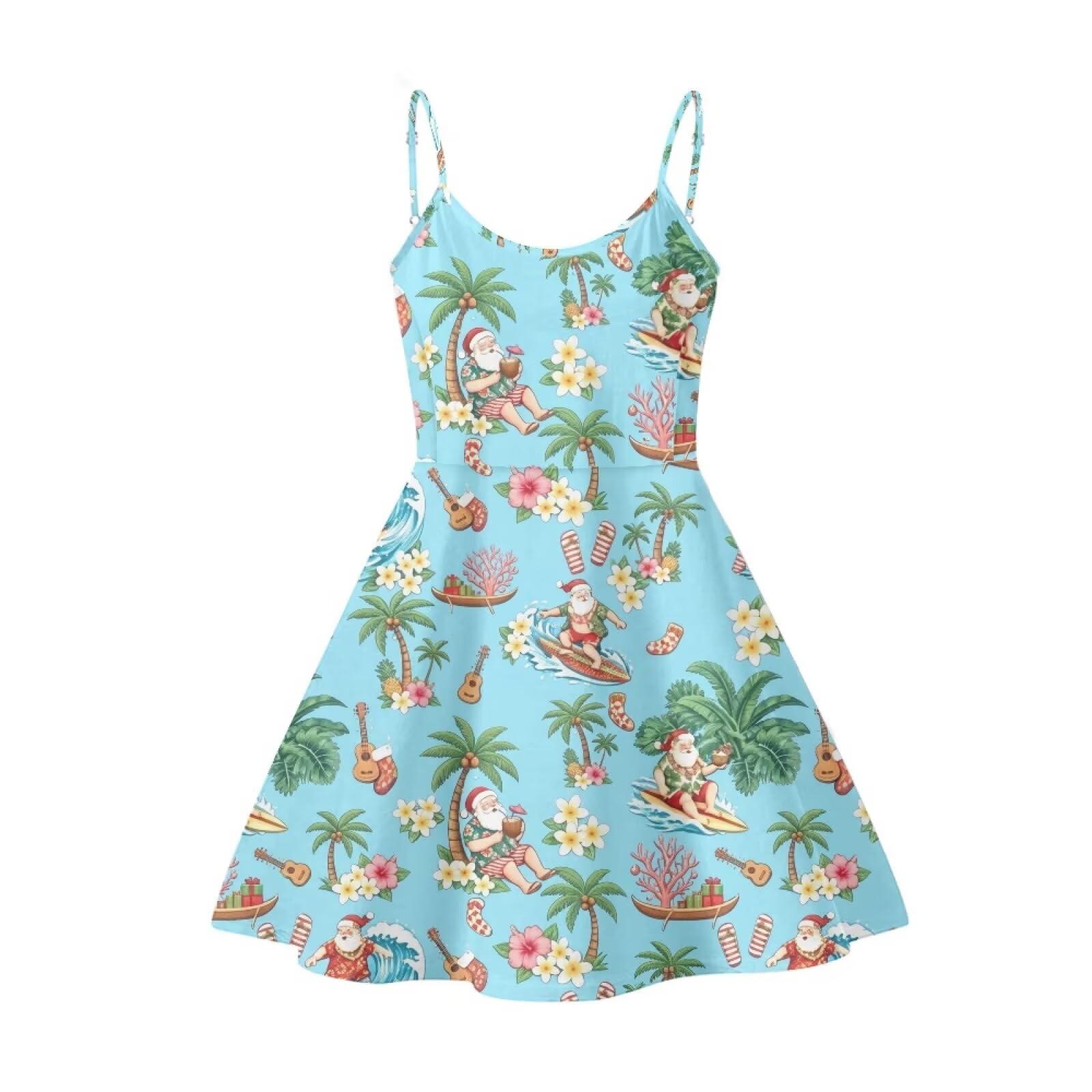 Women's Spaghetti Strap Dress Summer Casual Swing Sundress Girls Beachwear Swing Mini Dress