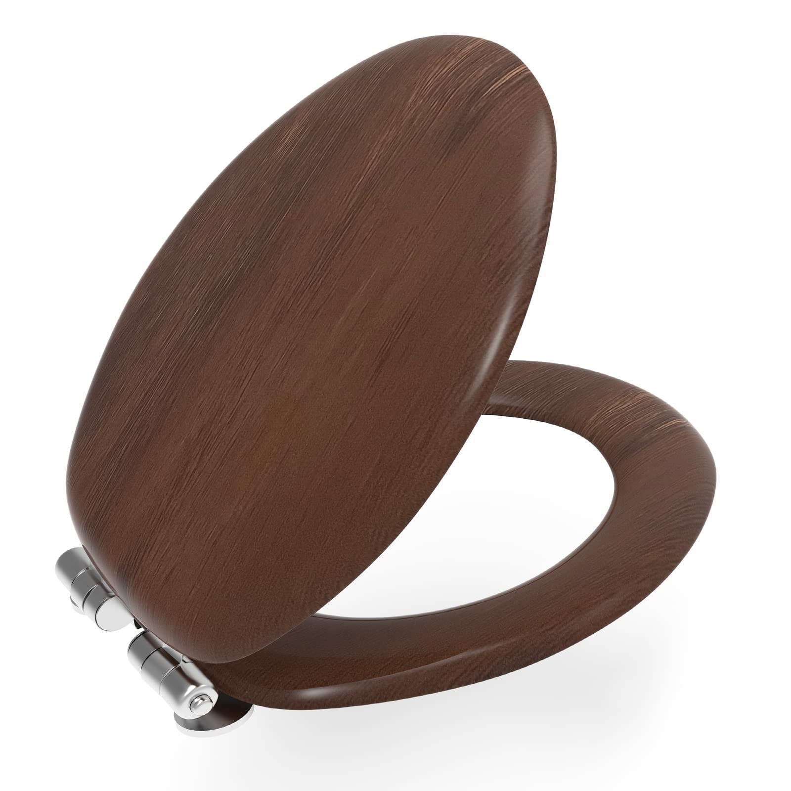 senplus Toilet seats elongated, Enameled Wooden Toilet Seat for standard toilets, Slow close Design, Quick release mechanism, Easy Clean and Install Mahogany
