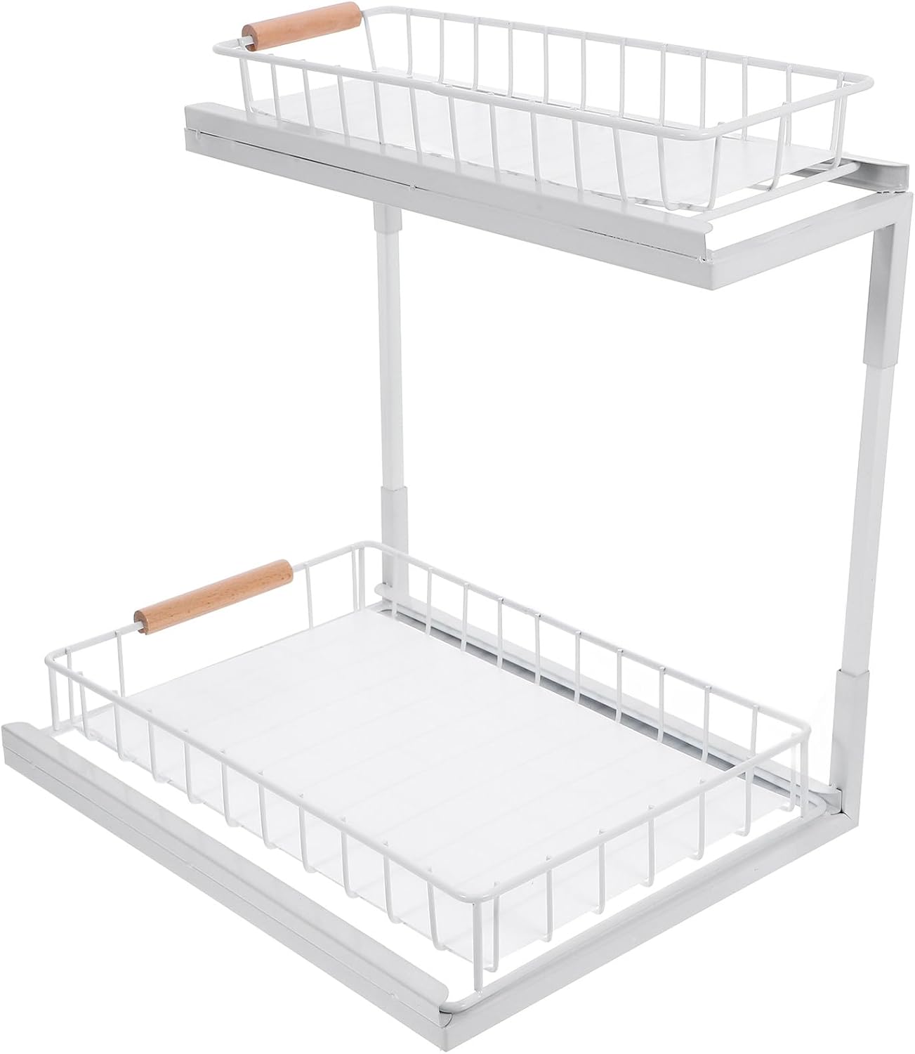 BESPORTBLE Sink Organizer 2-tier Pull out Kitchen Cabinet Storage Rack White Sliding Shelf Holder under Sink Storage and Kitchen Organization