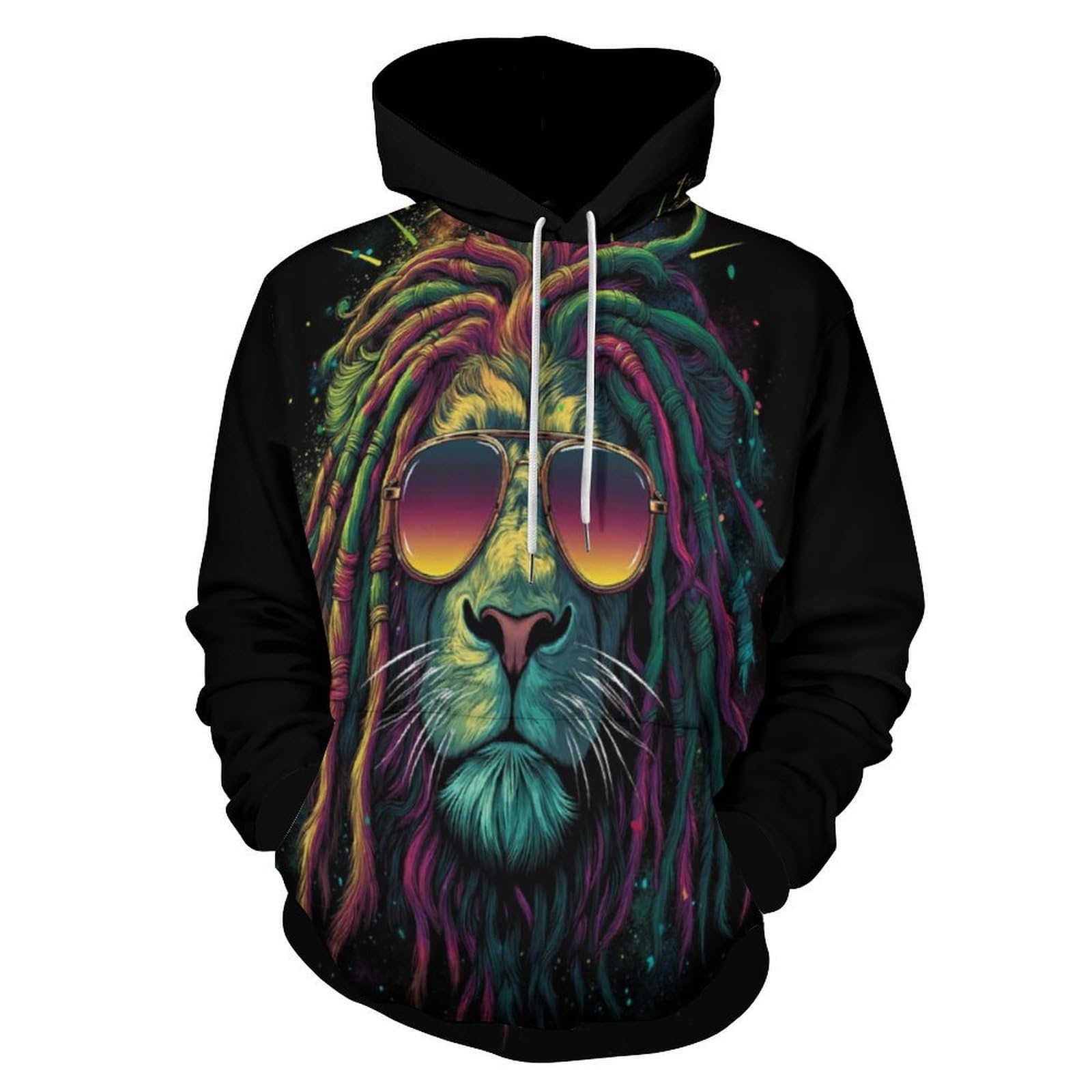Pull à manches longues lion 3D design cool style reggae unisexe - 8