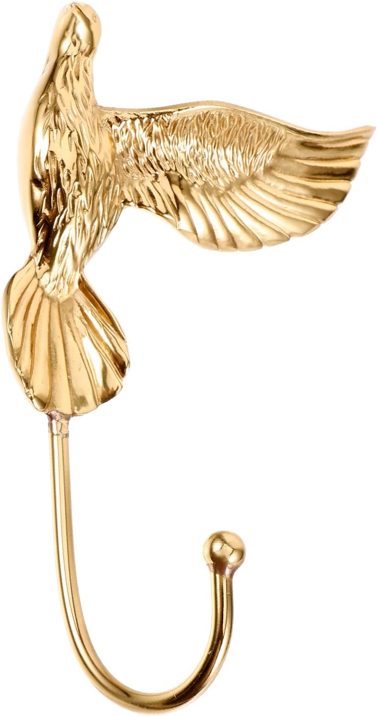 Brass Decorative Pigeon Wall Hook for Hanging Clothes Coat Towel, 1pcs Heavy Duty Utility Hook for Living Room Kitchen Bathroom Storage