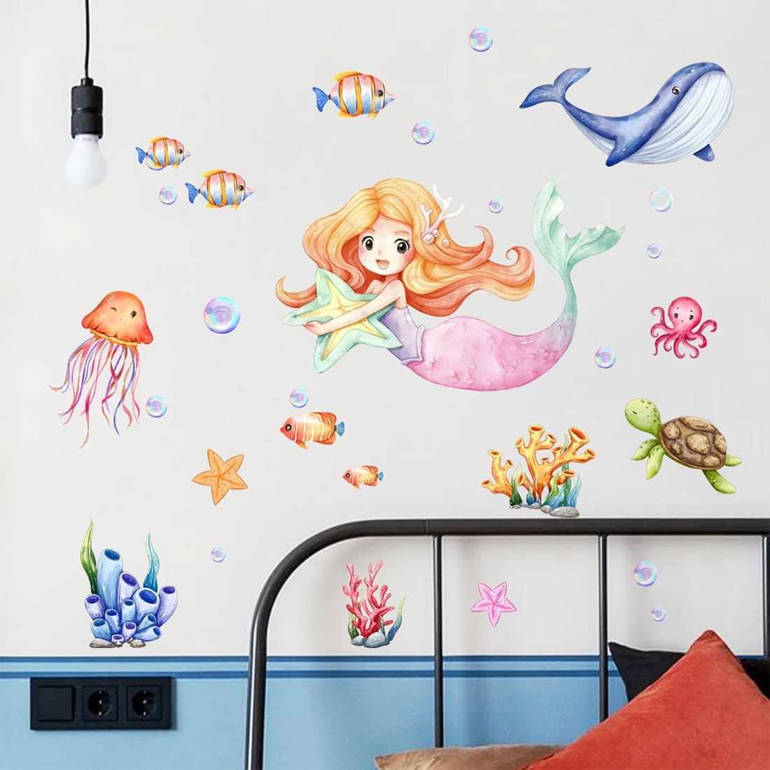 MenYiYDS 1 PCS MERMAID WALL STICKERS, NIGHT LIGHT STICKERS IN SEA ANIMALS, GIRLS BEDROOM UNDERWATER WORLD LIGHTING STICKERS - Image 4
