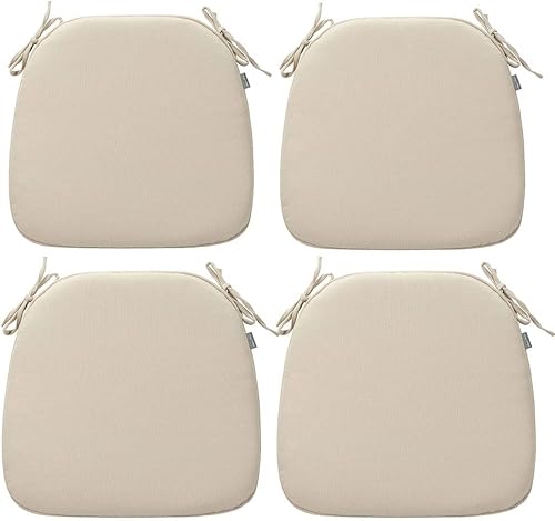 Magpie Fabrics Juego de 4 cojines para sillas de exteriores e interiores de 17 x 16 x 2 pulgadas con lazos, impermeables, para todo tipo de clima,