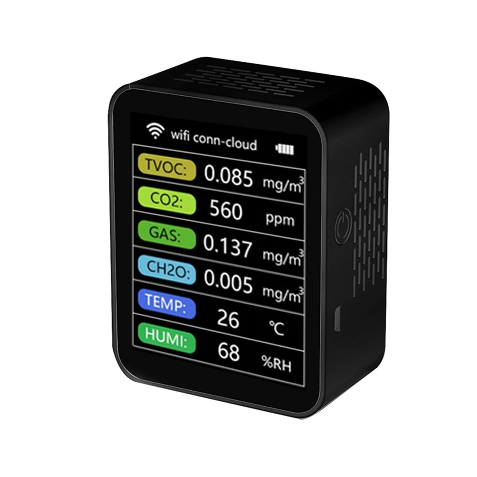 Sensore rilevatore di CO2 Smart Monitor a qualità 'aria TVOC Rilevatore misuratore umidità a temperatura del gas CH2O,Alta Precisione