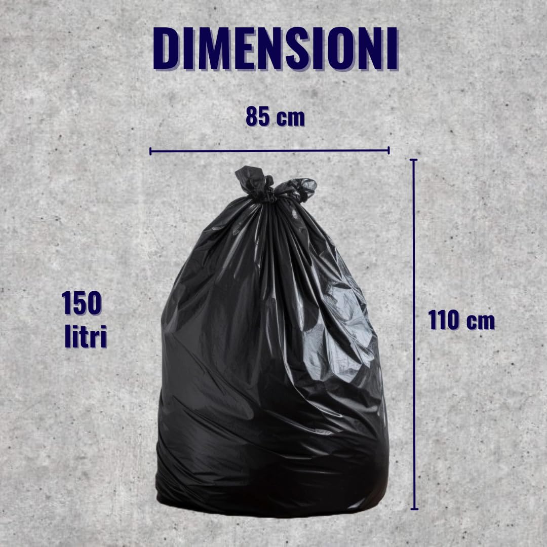 MAYA 30 Sacchi Neri Grandi Resistenti 85x110 cm, 150 Litri, Sacchi Spazzatura per Secchio e Pattumiera, Ideali per Bidoni Spazzatura Condominiali per Giardinaggio e Macerie