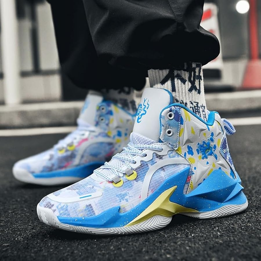 Bolognifi Scarpe da Basket Alte da Uomo in Mesh Scarpe Sportive Suole in  Gomma Scarpe da Corsa Antiscivolo Stivali da Basket for Allenamento  all'aperto Regalo (Color : Blue, Size : 35 EU) :