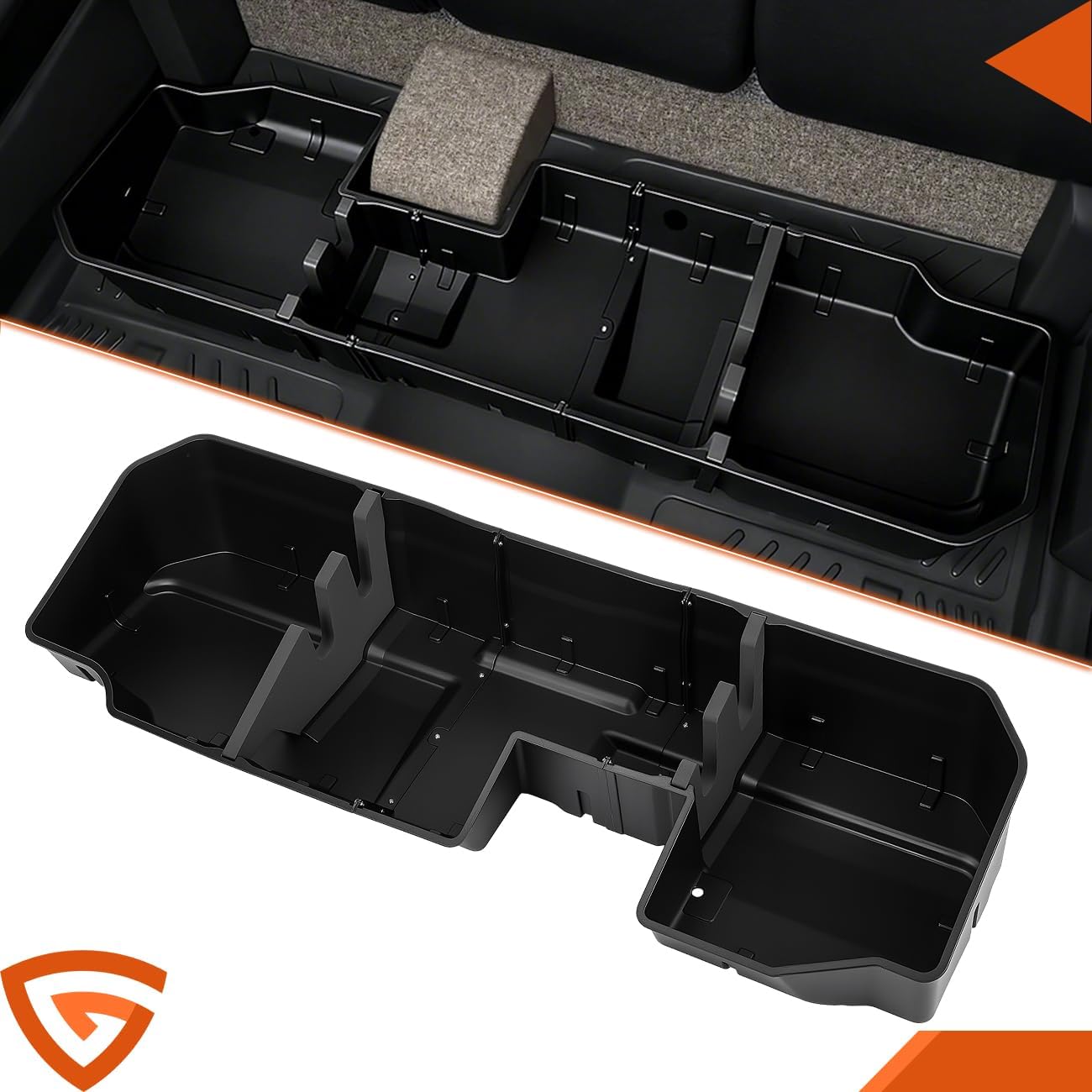 GEARLAST Underseat Storage Compatible with Chevy Silverado/GMC Sierra 1500 2500 3500 2019-2025, Rear Under Seat Organizer Cargo Box, Upgraded Rear Under Seat Organizer Cargo Box Fit for Chevy Silverado 2019-2025