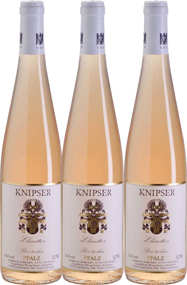 Clarette Rosé trocken Knipser VINELLO Weinpaket (3 x 0,75l) inkl. VINELLO.weinausgießer