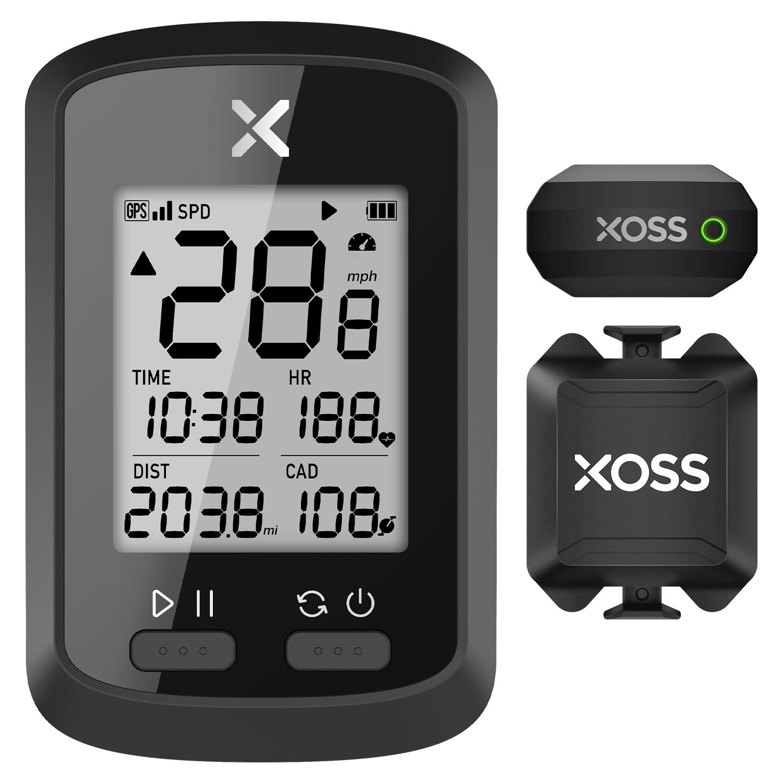XOSS G+ GPS Cycling Computer Wireless Bike Speedometer Odometer Cycling Tracker IPX7 Road Bike MTB Bicycle Bluetooth ANT+ with Speed Cadence Sensor & Heart Rate Monitor