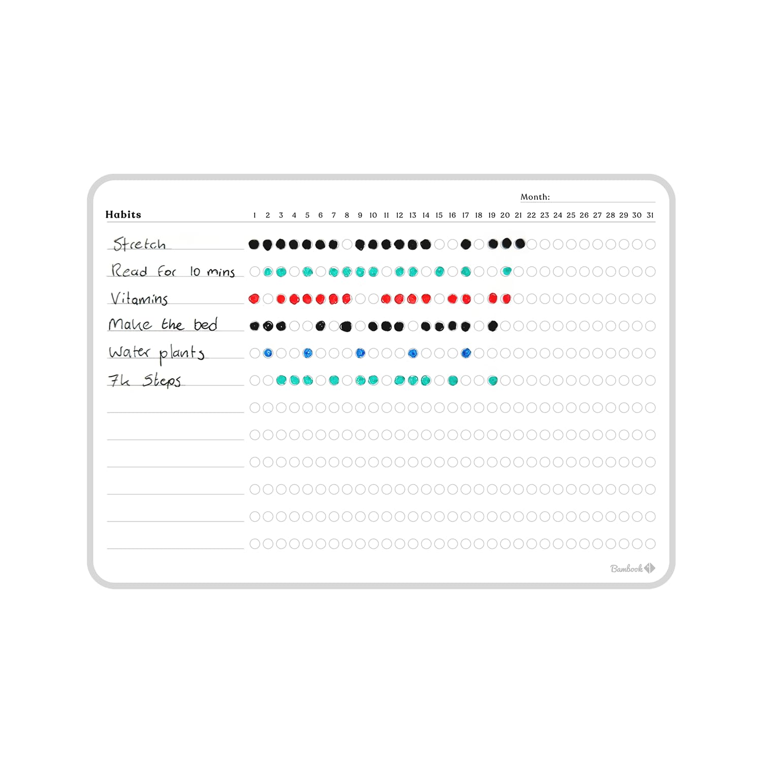 Bambook White Sticky Board Planner - Monthly Habit Tracker | Erasable & Self-Adhesive